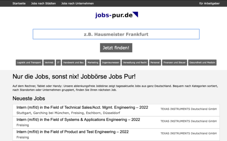 jobs pur Übersicht